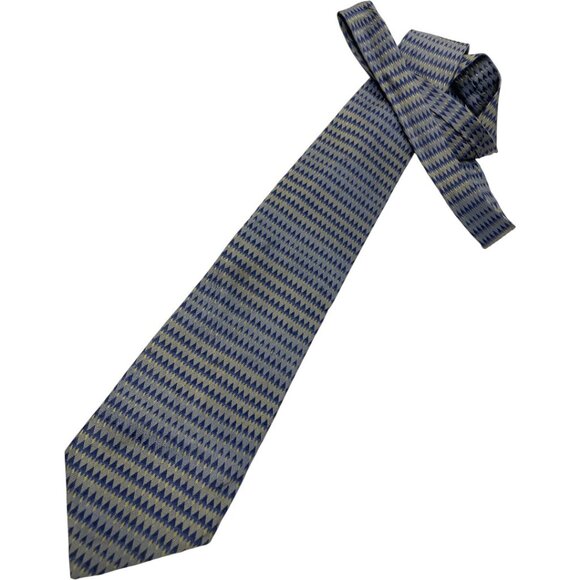 Kenneth Cole Reaction Silk Tie Geometric Blue Beige - Picture 2 of 6